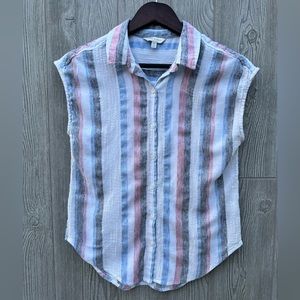 Lucky Brand Sleeveless Striped Button Down Size Small